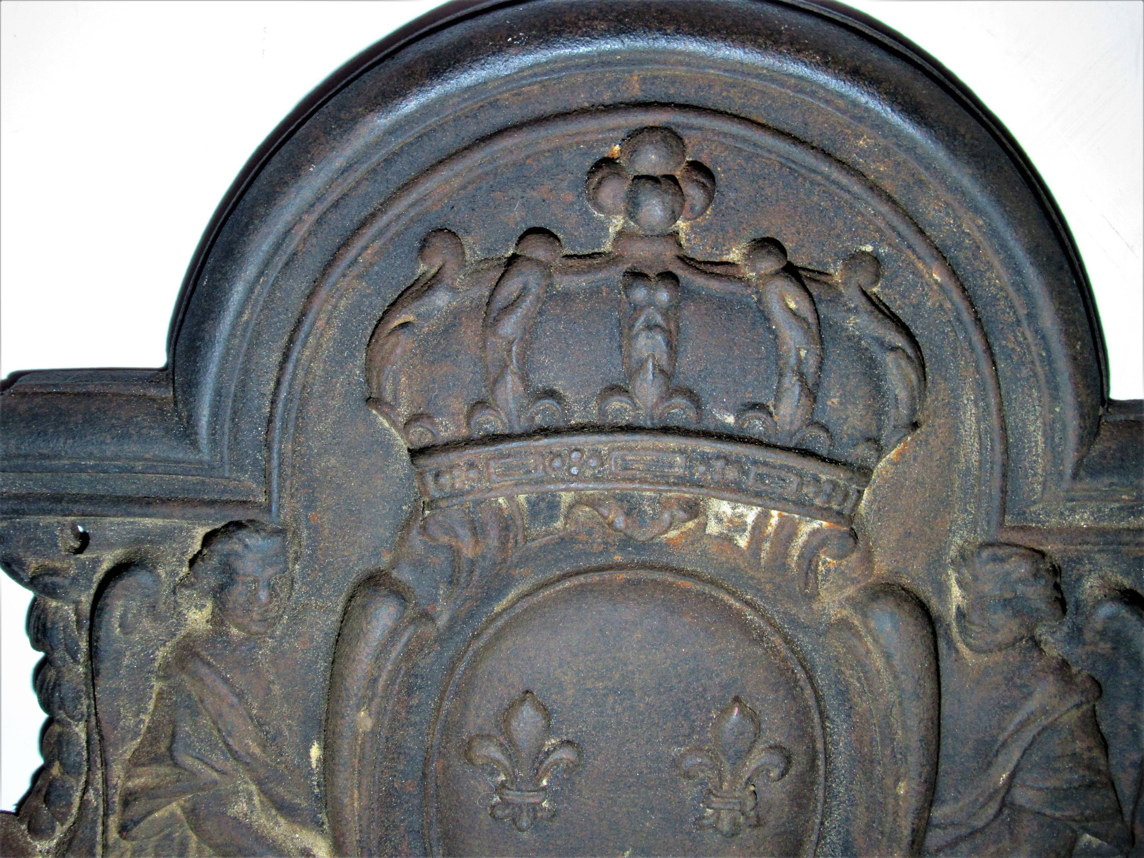 Cast-iron fireplace plate patterned "Arms of France"