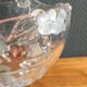 Vintage Frosted Glass Footed Bowl – Relief Decor of Pink Flowers