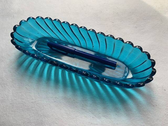 Antique Baccarat bowl in 19th century blue crystal