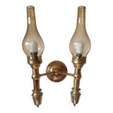 2-light wall light in brass and glass tulips