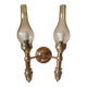 2-light wall light in brass and glass tulips