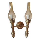 2-light wall light in brass and glass tulips