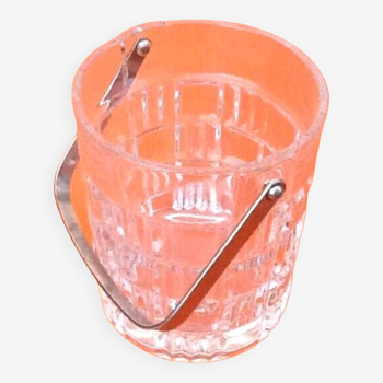 1970s Ice bucket Molded and chiseled glass Geometric decor