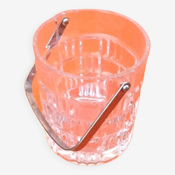 Seau à glace verre moulé et ciselé décor géométrique