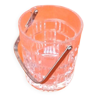 1970s Ice bucket Molded and chiseled glass Geometric decor