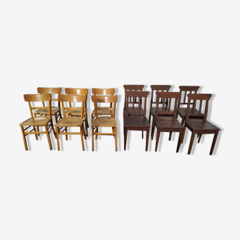 Set of 12 wooden bistro chairs