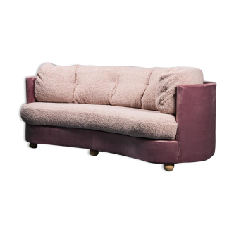 Velvet sofa and bouclé 70s vintage modern