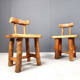 Vintage sculptural brutalist dining chairs, set of 6 - 1960s