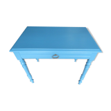 Old wooden table redesigned blue duck