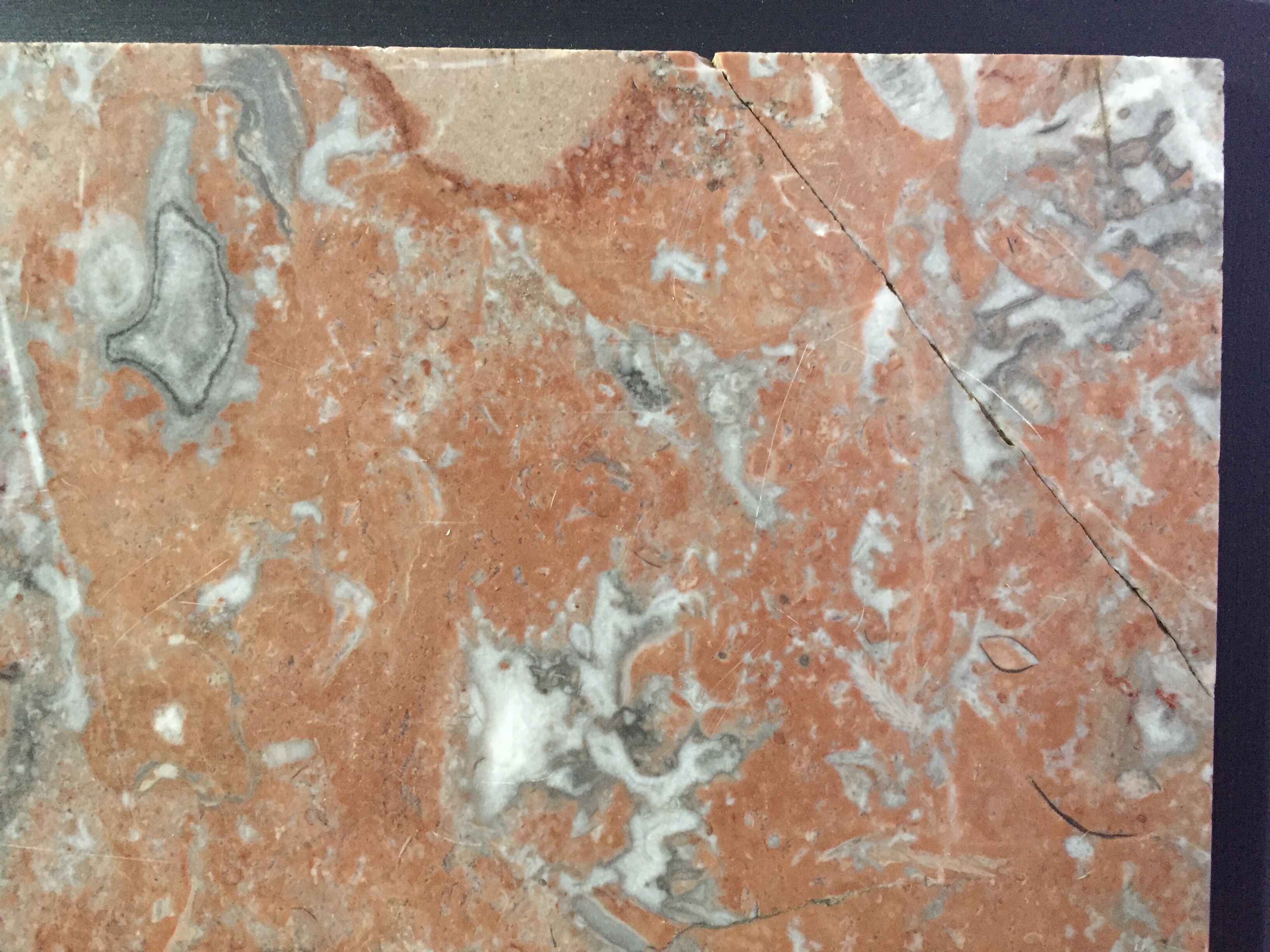 Bedside 1940s wooden and marble grey/bordeaux top