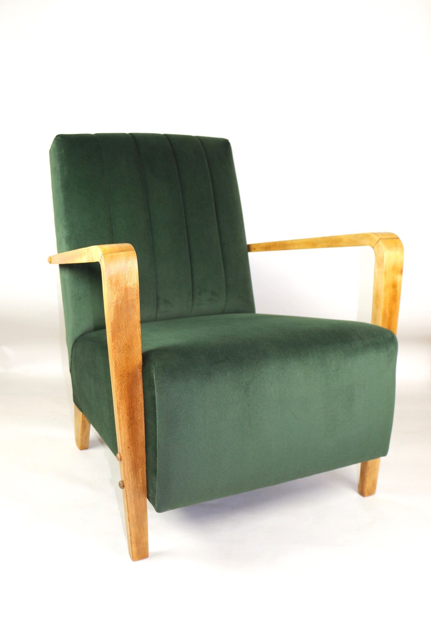 Fauteuil en velours olive, années 1970