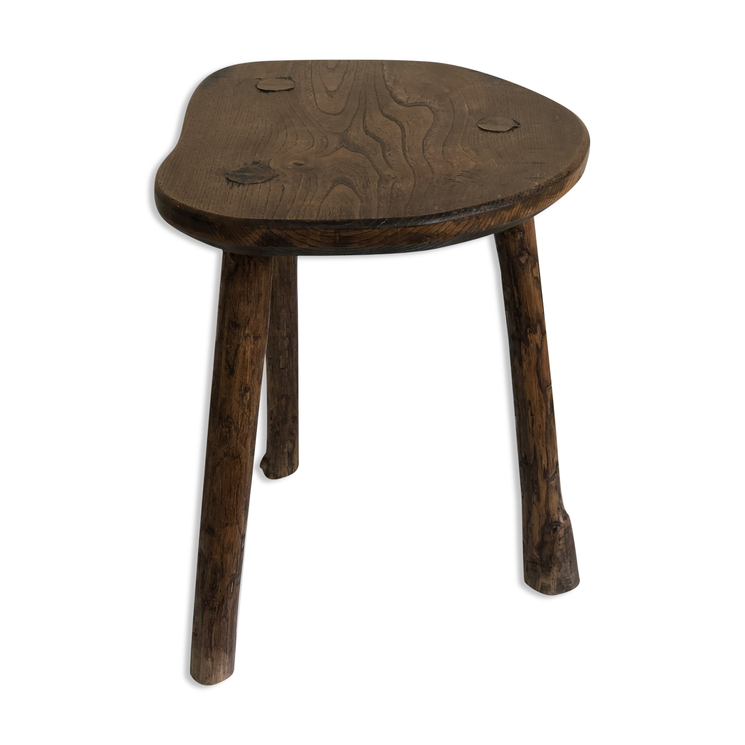 Freeform brutalist tripod stool, 1970