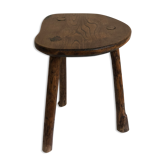 Freeform brutalist tripod stool, 1970