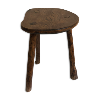 Freeform brutalist tripod stool, 1970