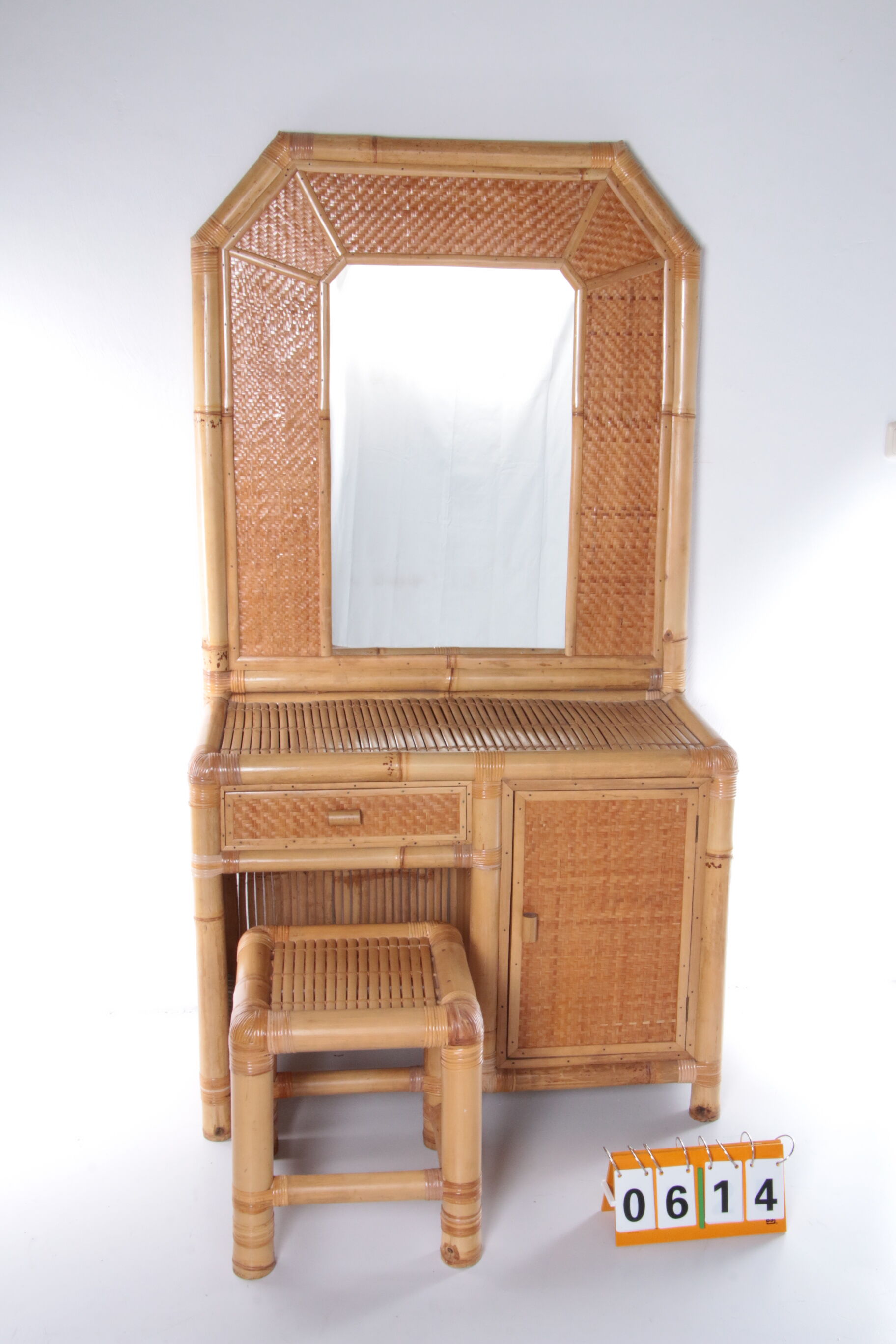 Vintage faux bamboo dressing table 'natural beauty' 1980s France