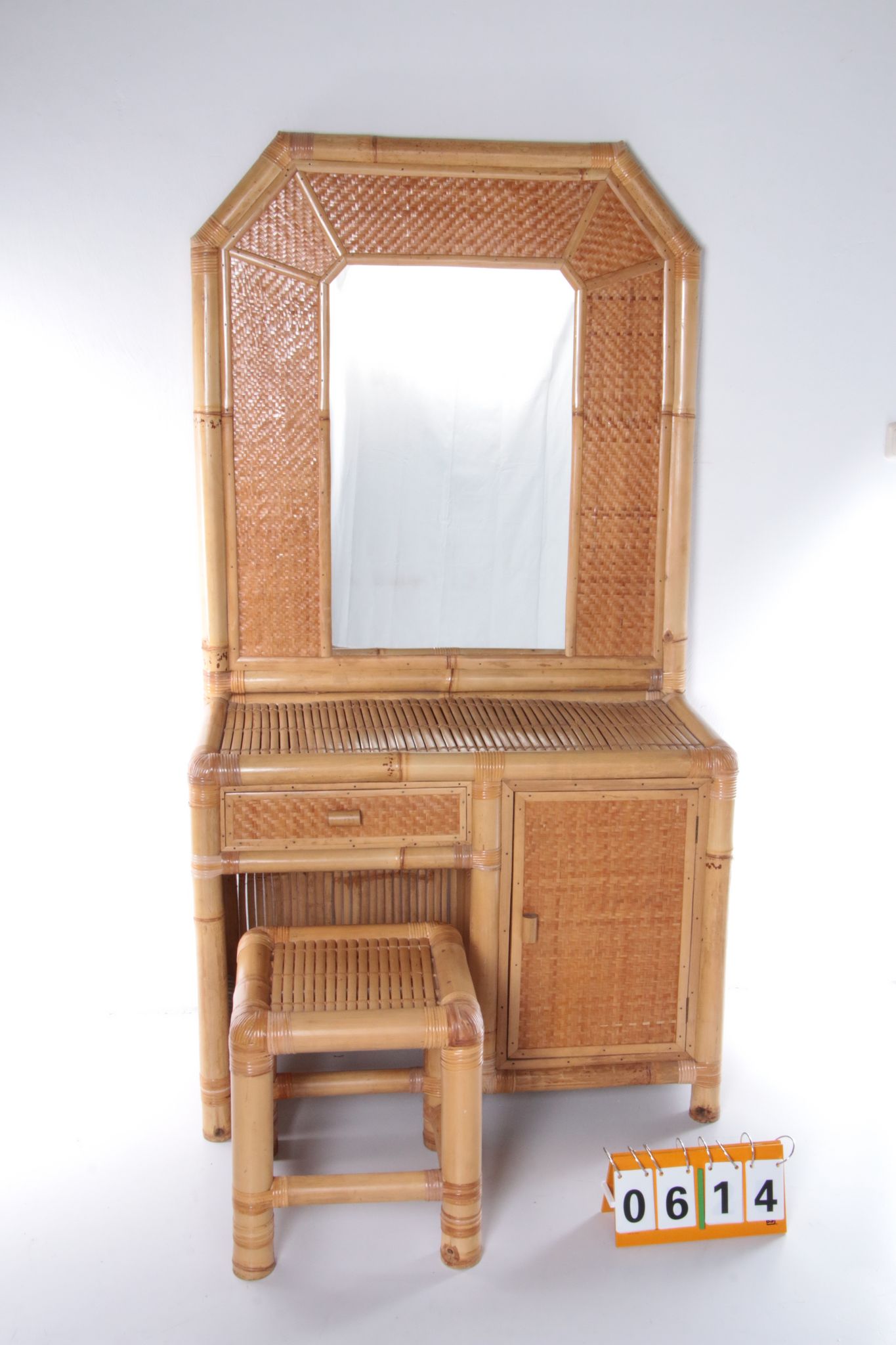 Vintage faux bamboo dressing table 'natural beauty' 1980s France