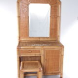 Vintage faux bamboo dressing table 'natural beauty' 1980s France