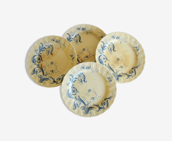 4 assiettes plates terre de fer Rinceaux