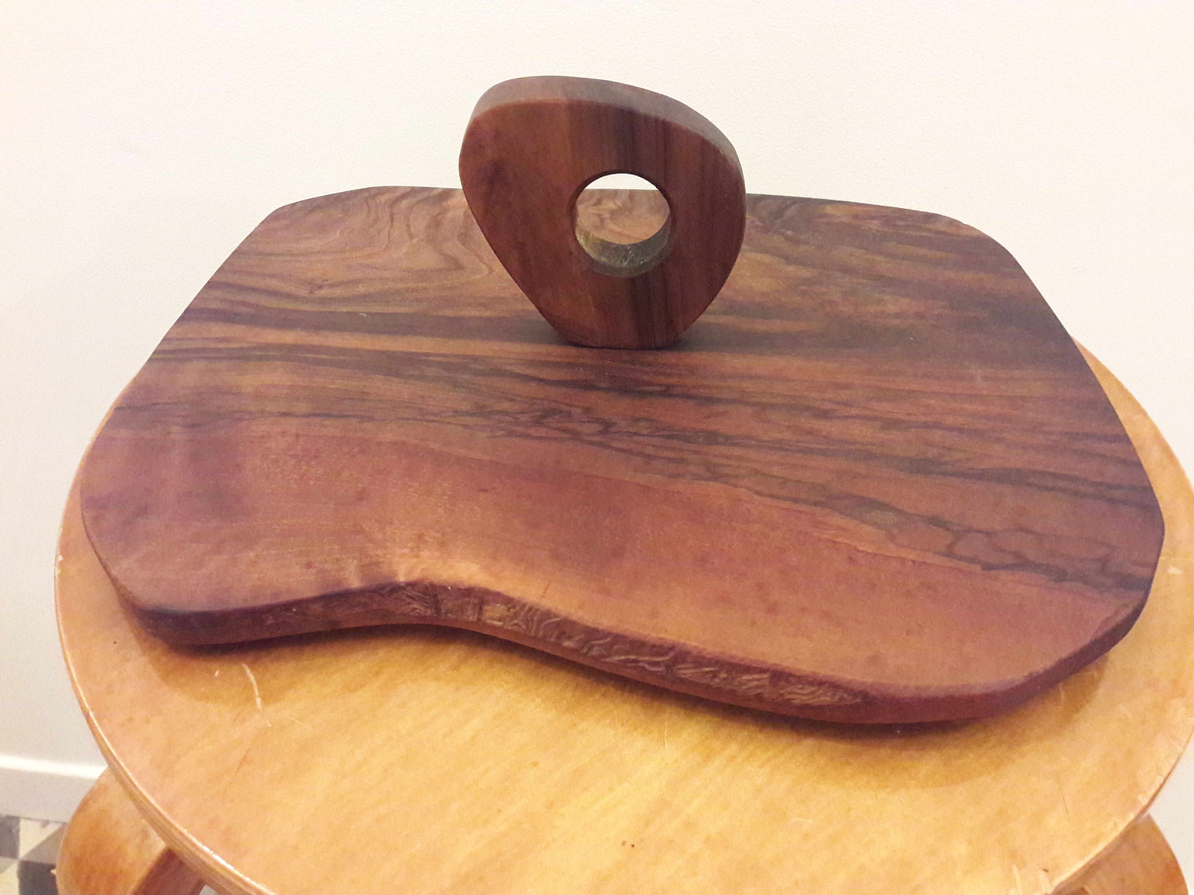 Vintage olive wood cheese platter