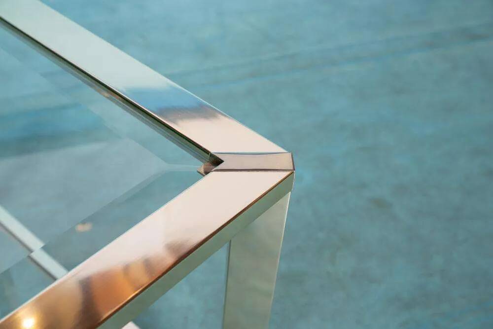 Minimalist coffee table in brass and glass, Regency style from the 1970s.