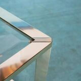 Minimalist coffee table in brass and glass, Regency style from the 1970s.