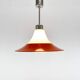 Suspension en verre opalin et métal orange, milieu XXème