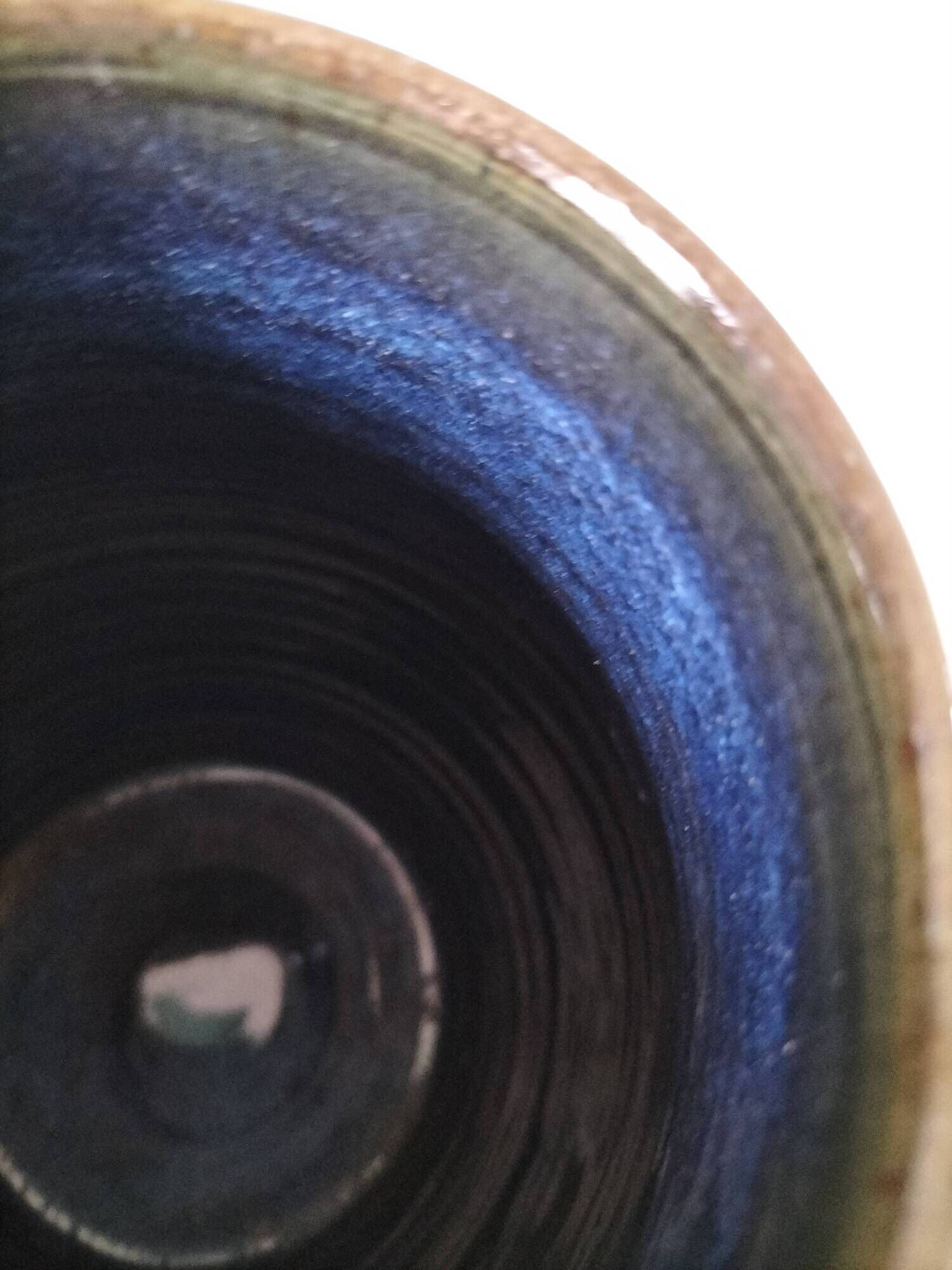 Blue glazed stoneware jug