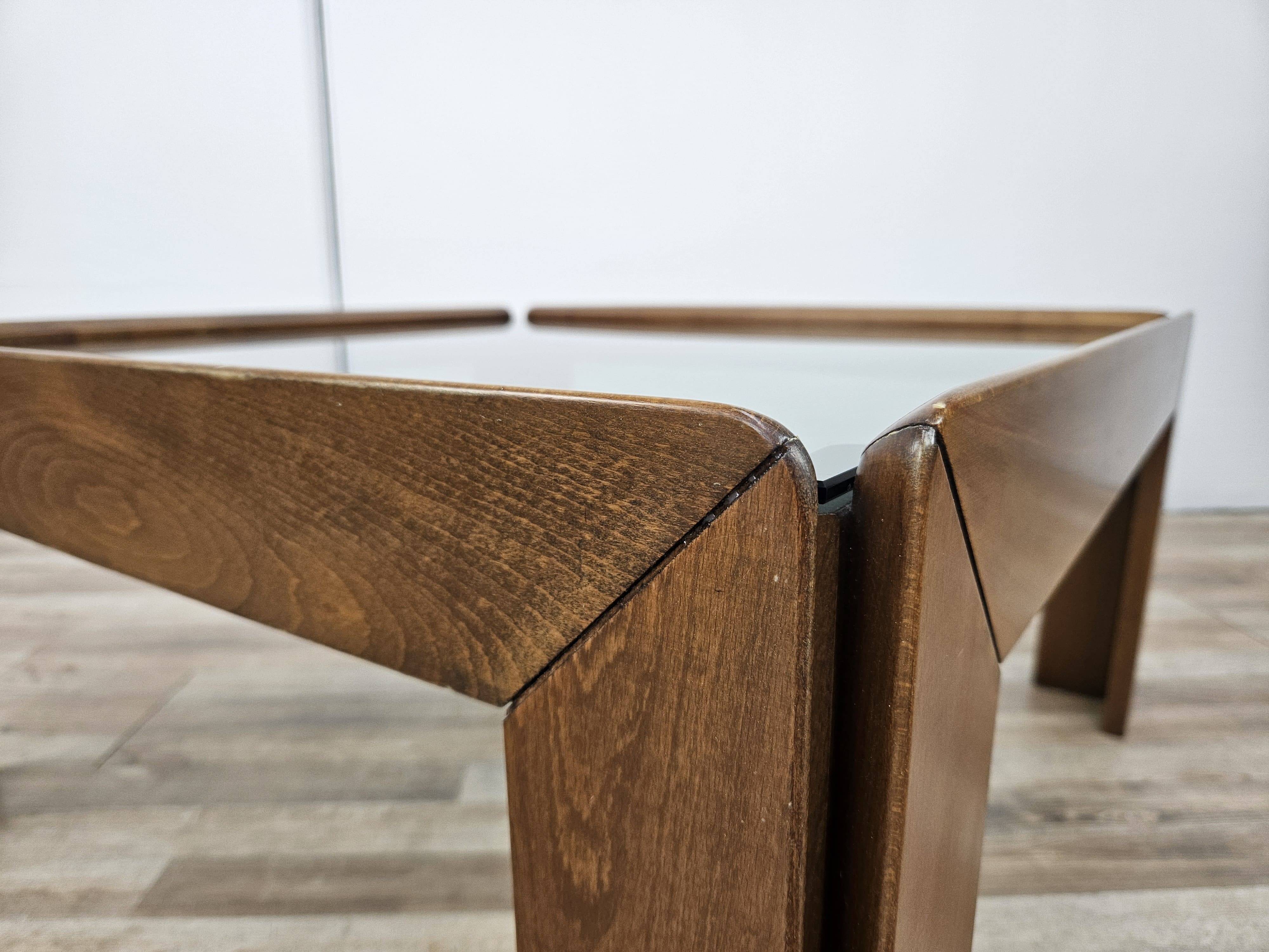 1960s coffee table by Afra and Tobia Scarpa for Cassina with smoked glass