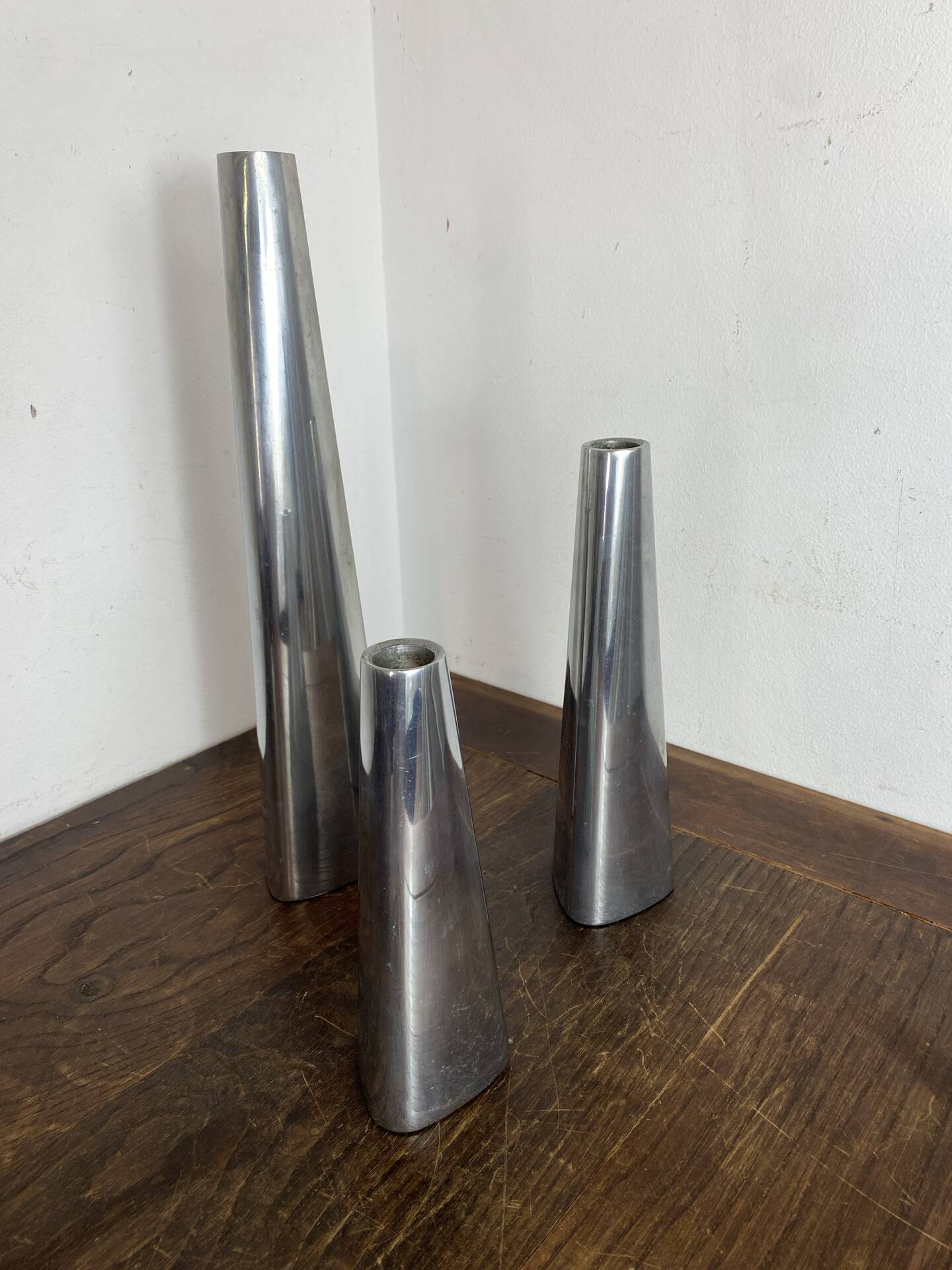Polished aluminium candle holders, Ehlen Johansson
