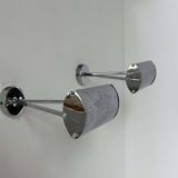 Pair of vintage adjustable wall lights, chromed metal, France 1970