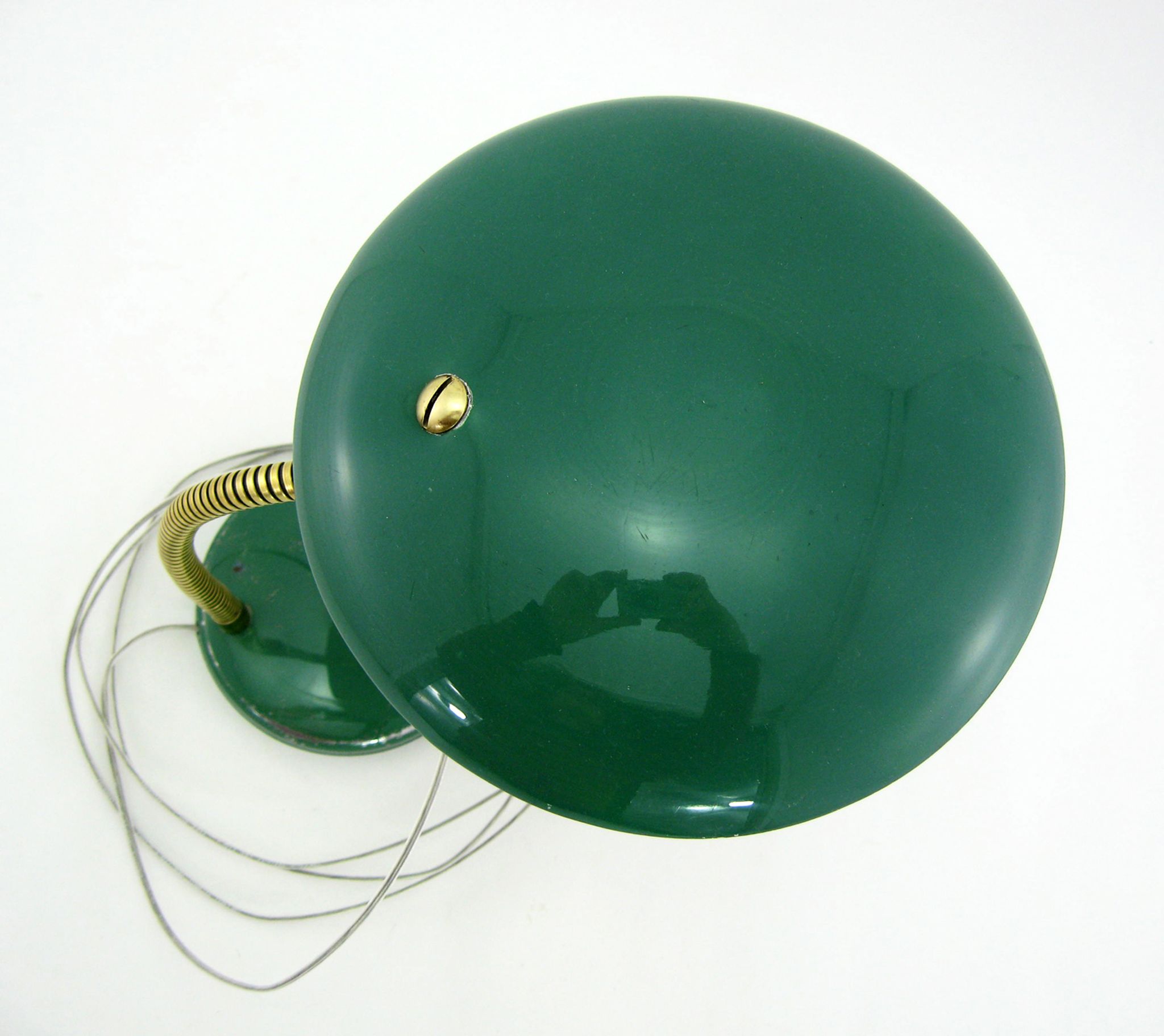 UFO desk lamp in green lacquered metal and brass