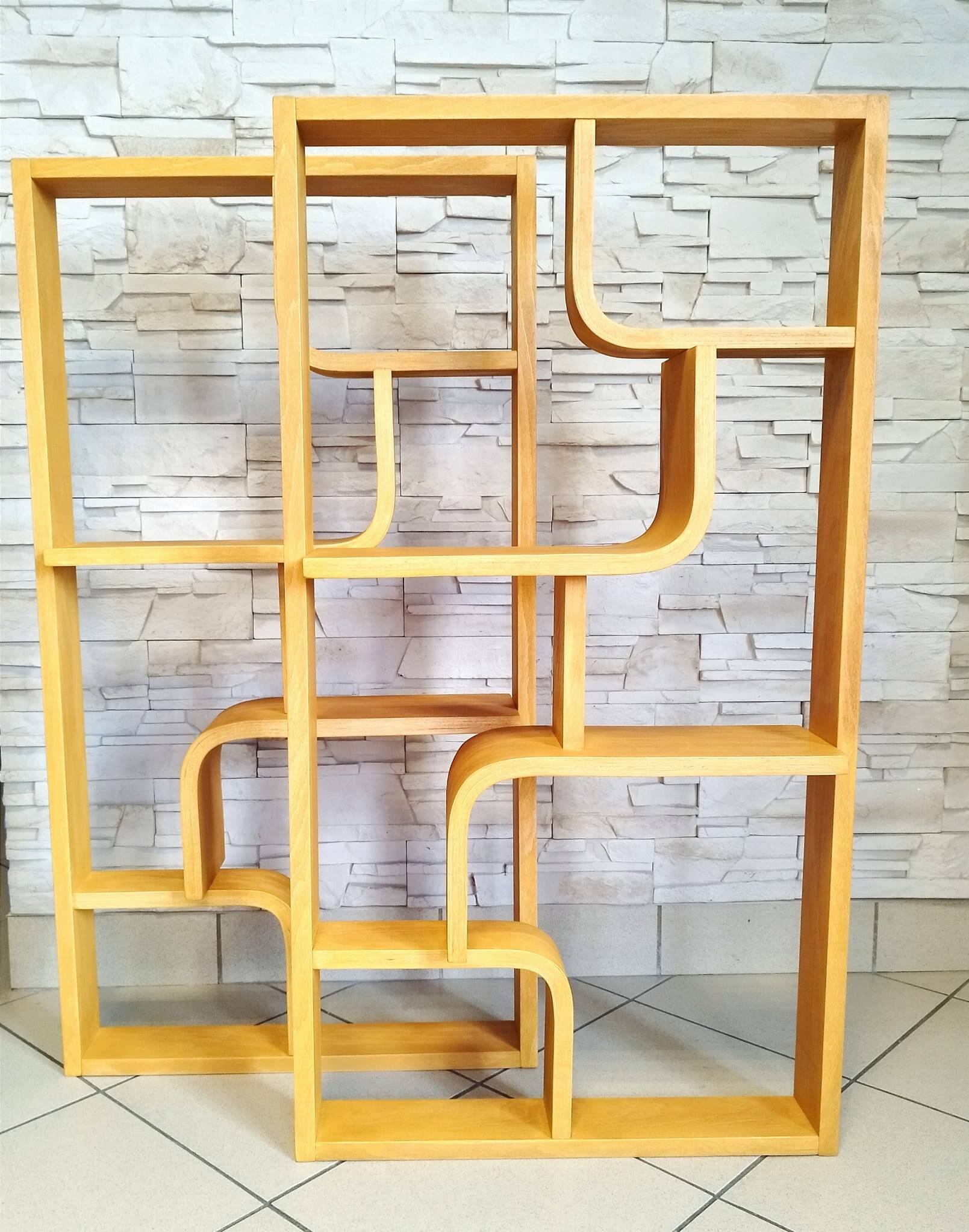 Bent plywood wall, bookcase, flowerbed, Volak by Holesov, 1960s Czechoslovakia