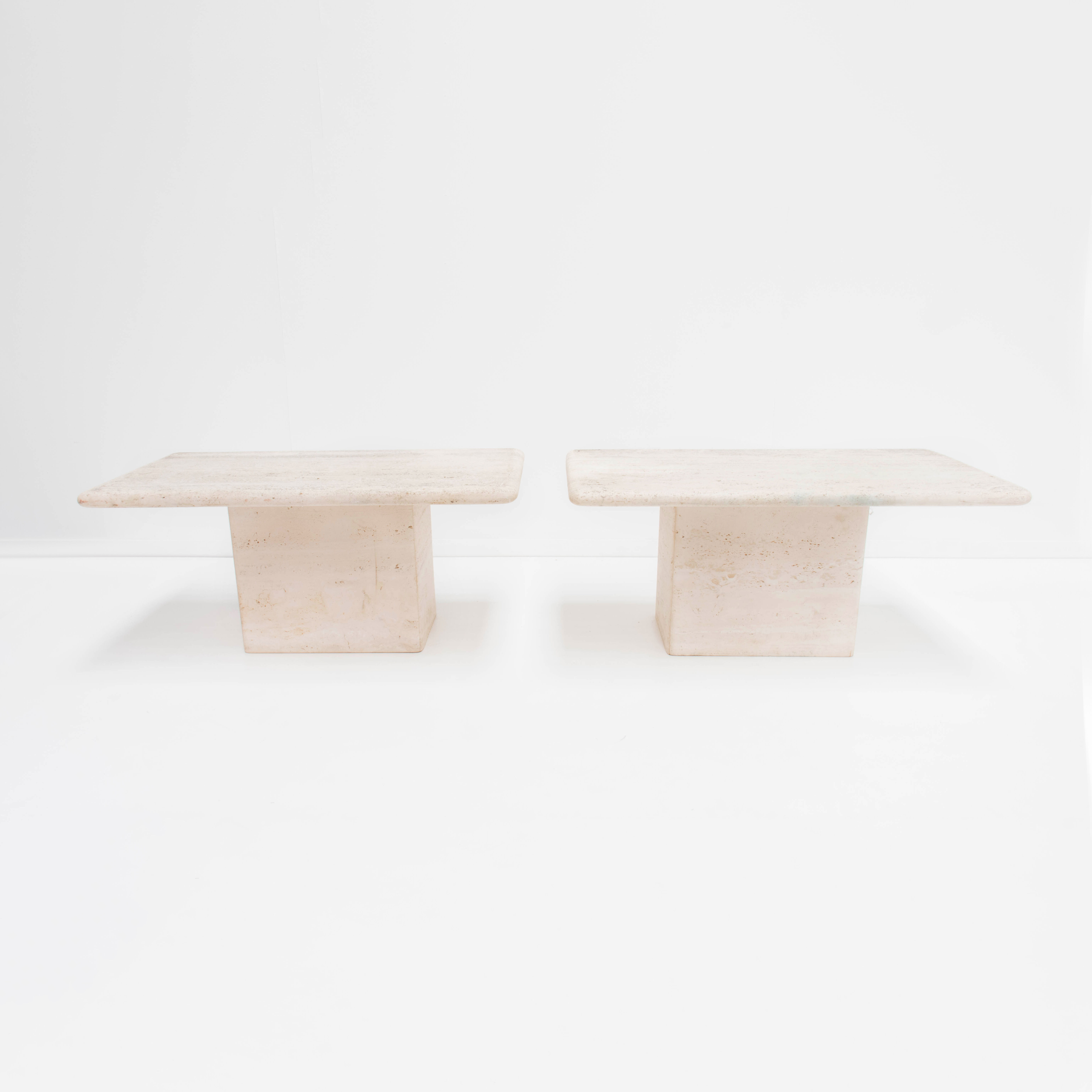 Travertine bedside tables