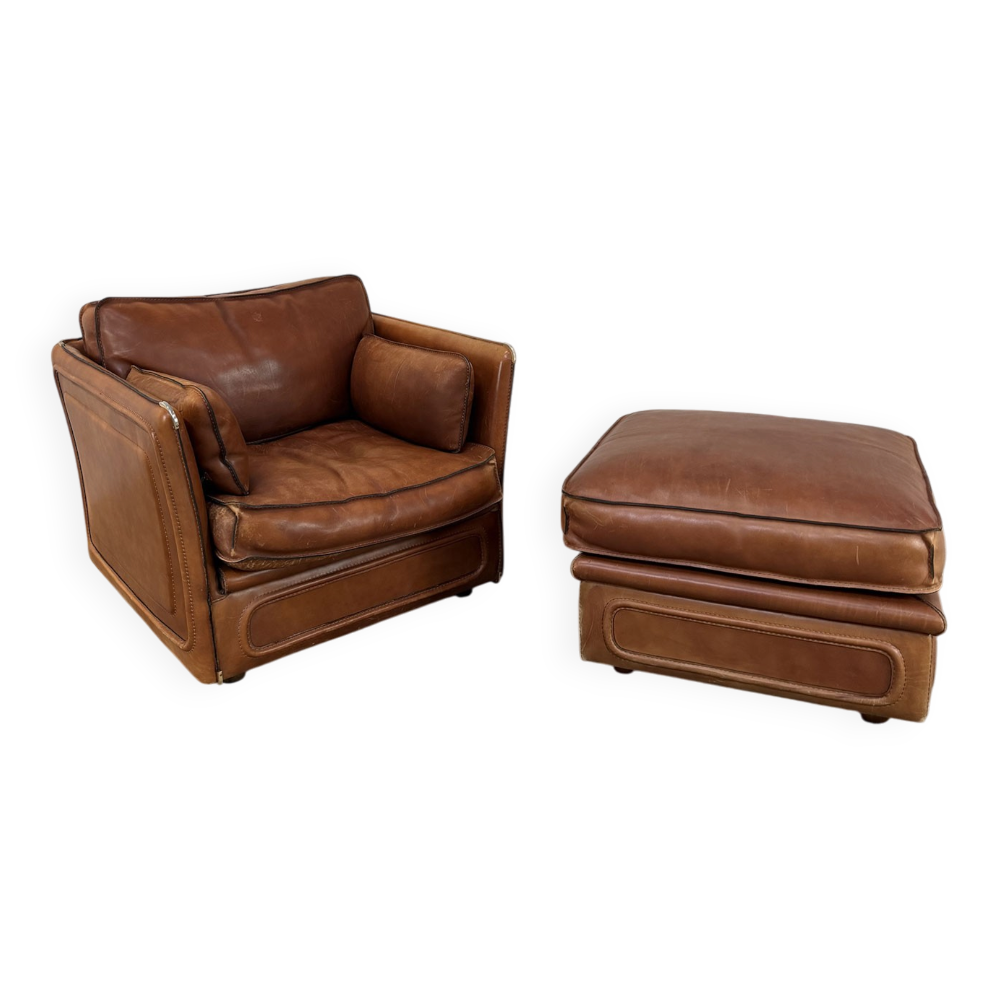 Club armchair and its ottoman 1980s