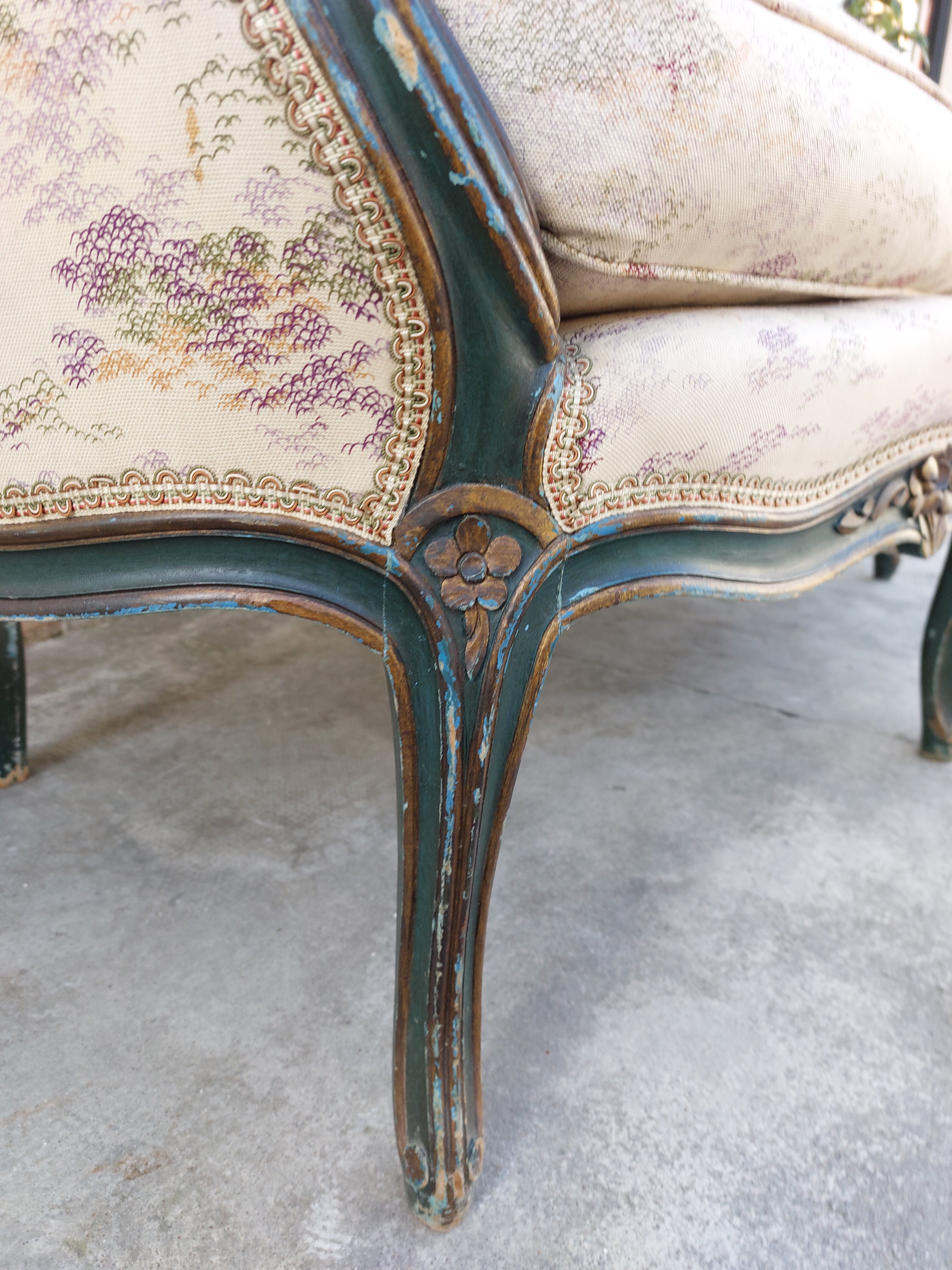 Sofa bench louis XV carved basket