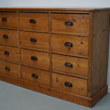 German Pine Apothecary Cabinet or Bank of Drawers, ca 1930s