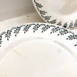 Assiette plate terre de fer, modele fleuri vert