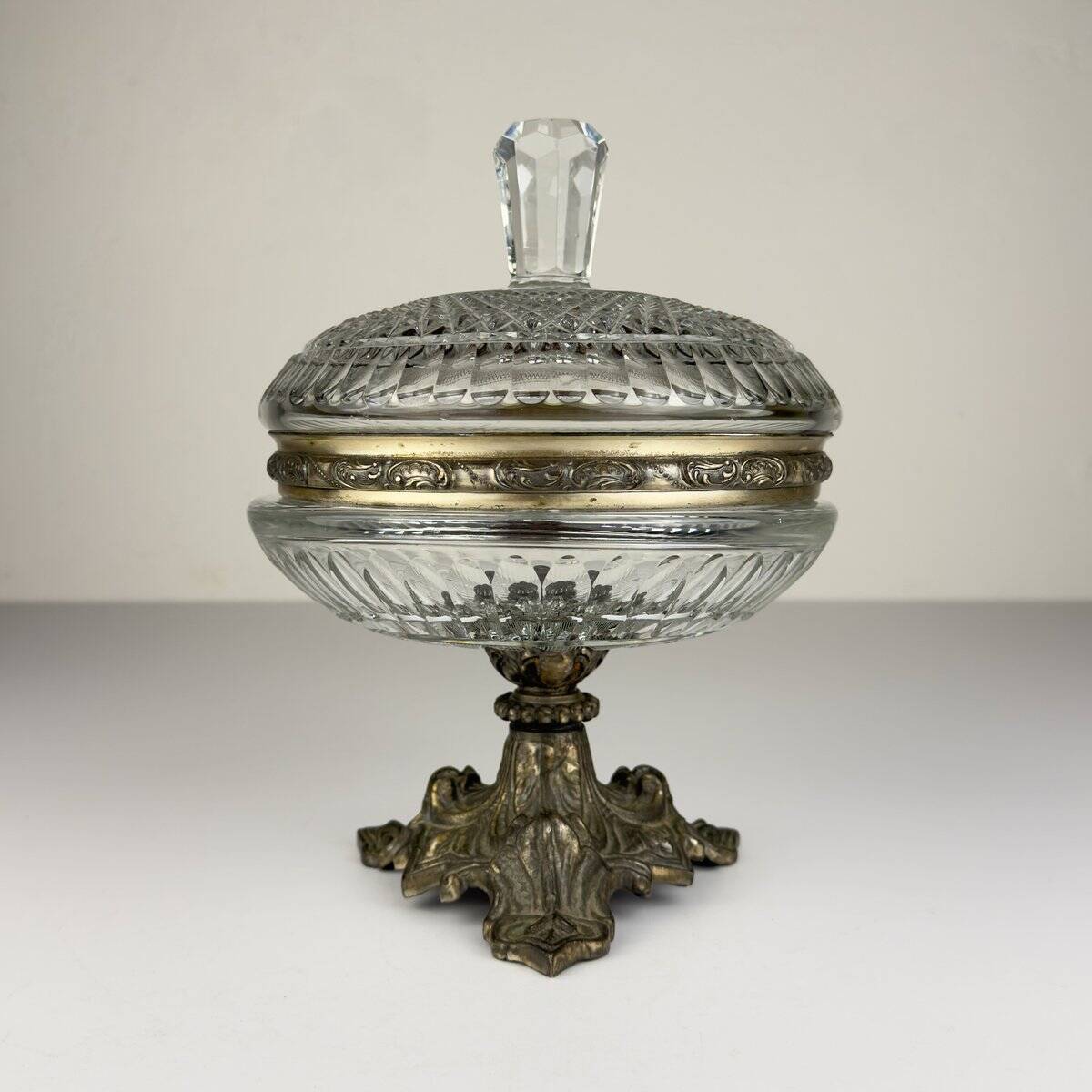 Antique glass bowl with a bronze base, Italy, 1920s