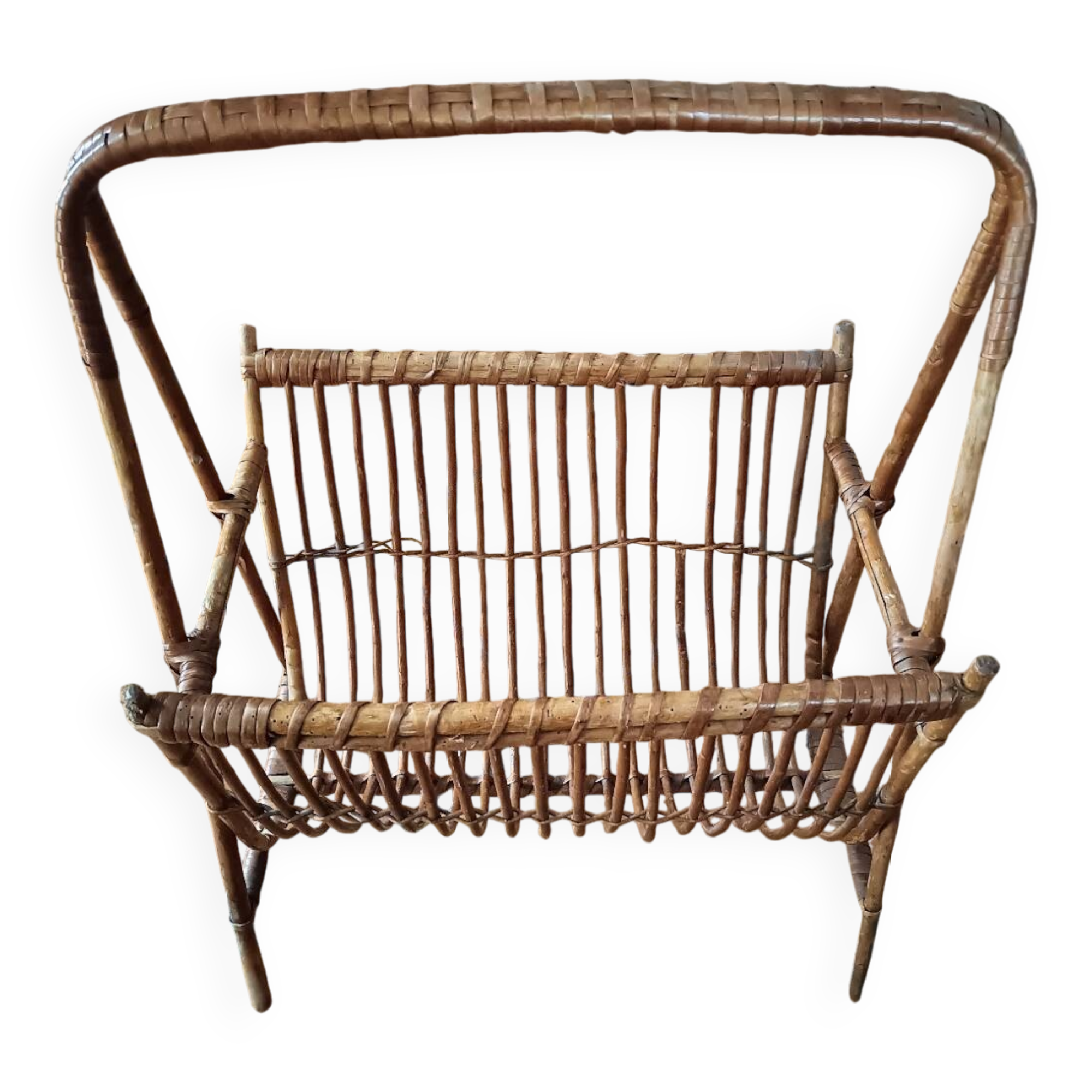 Vintage rattan magazine rack
