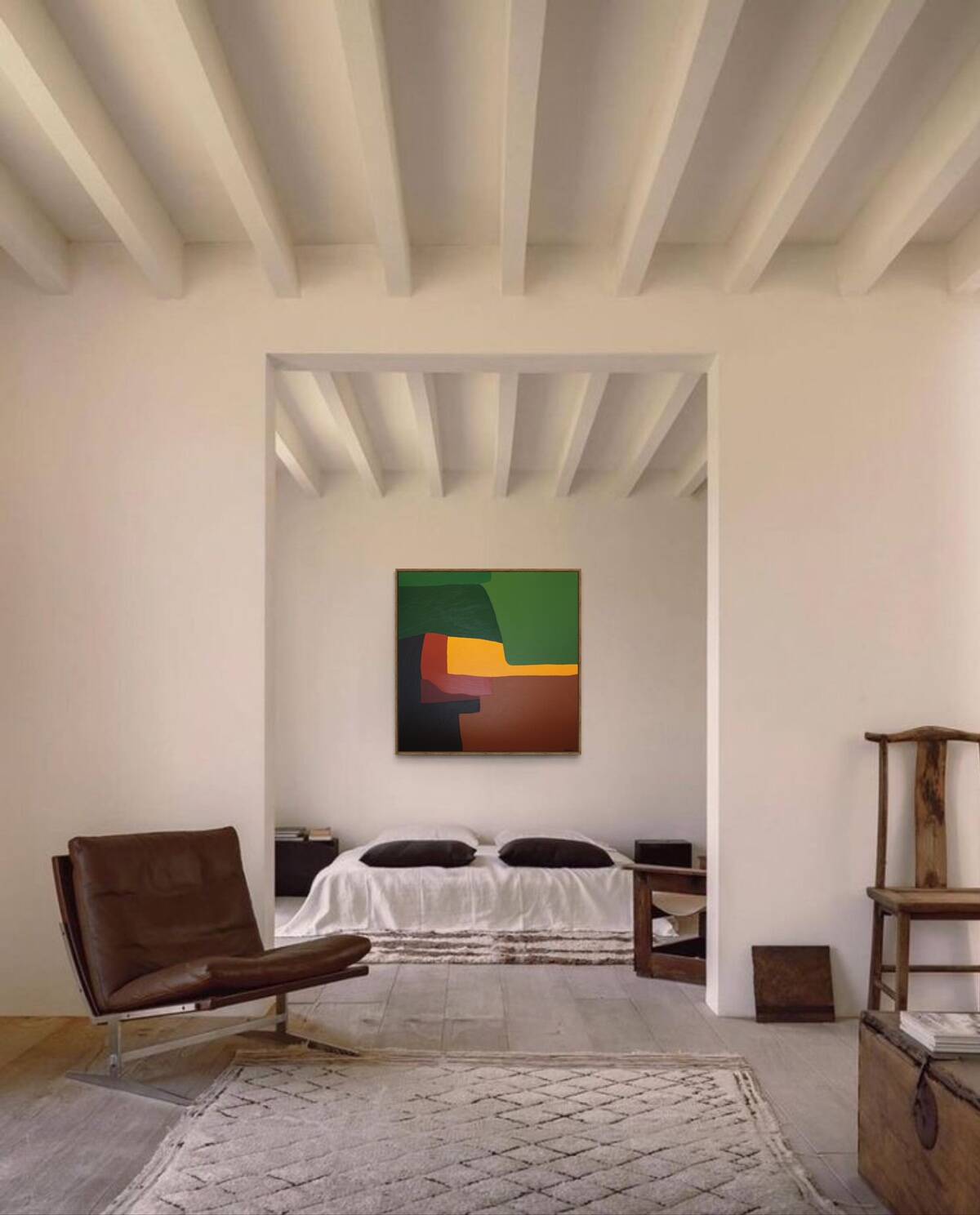 Soothing abstract canvas "Green Palette" 80x80cm