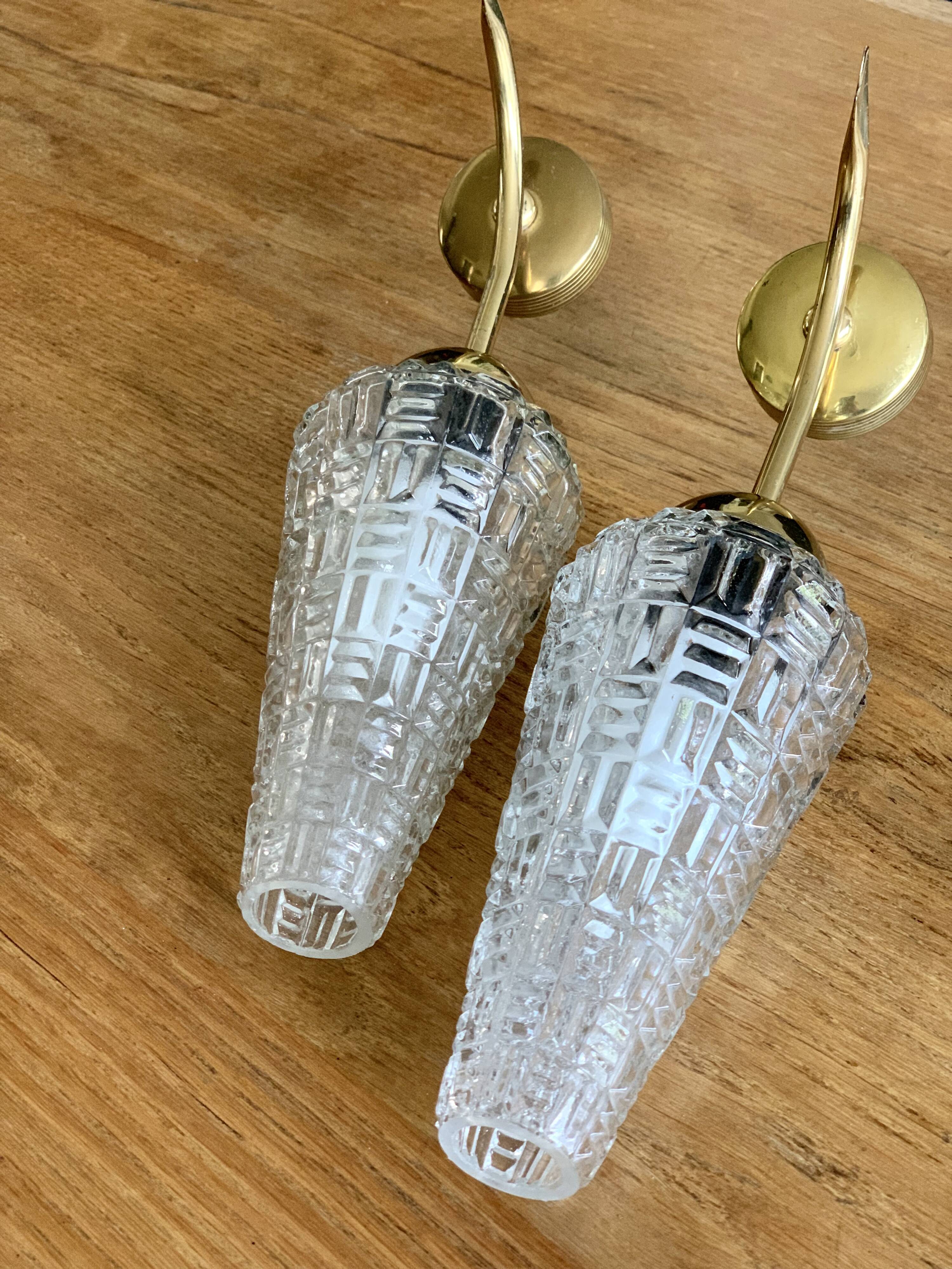 Pair of glass Tulip wall light