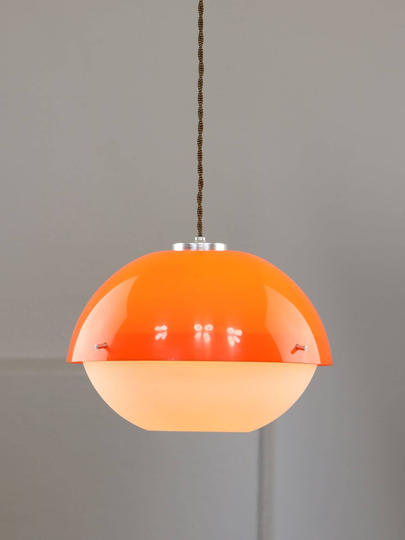 Italian Orange Acrylic Glass Pendant Lamp, 1970s