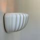 Vintage white earthenware wall lamp, shell, France 1970