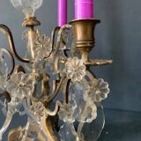 Girandole candle holder with crystal and bronze tassel with 3 lights, 1900