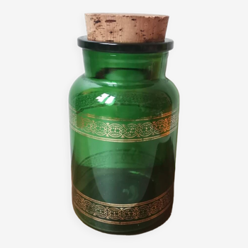 Vintage green glass container jar made in Belgium