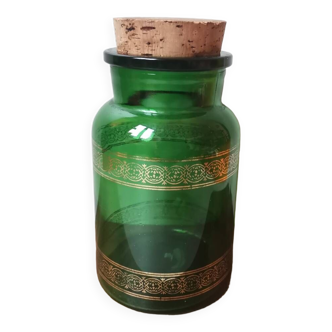 Bocal en verre vintage vert container made in Belgium