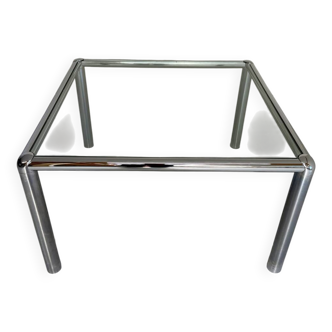 Ancienne table basse en verre et métal design italien des années 70 vintage