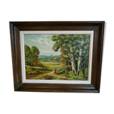 Oil on canvas "ballad in the Breton countryside"