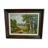 Oil on canvas "ballad in the Breton countryside"