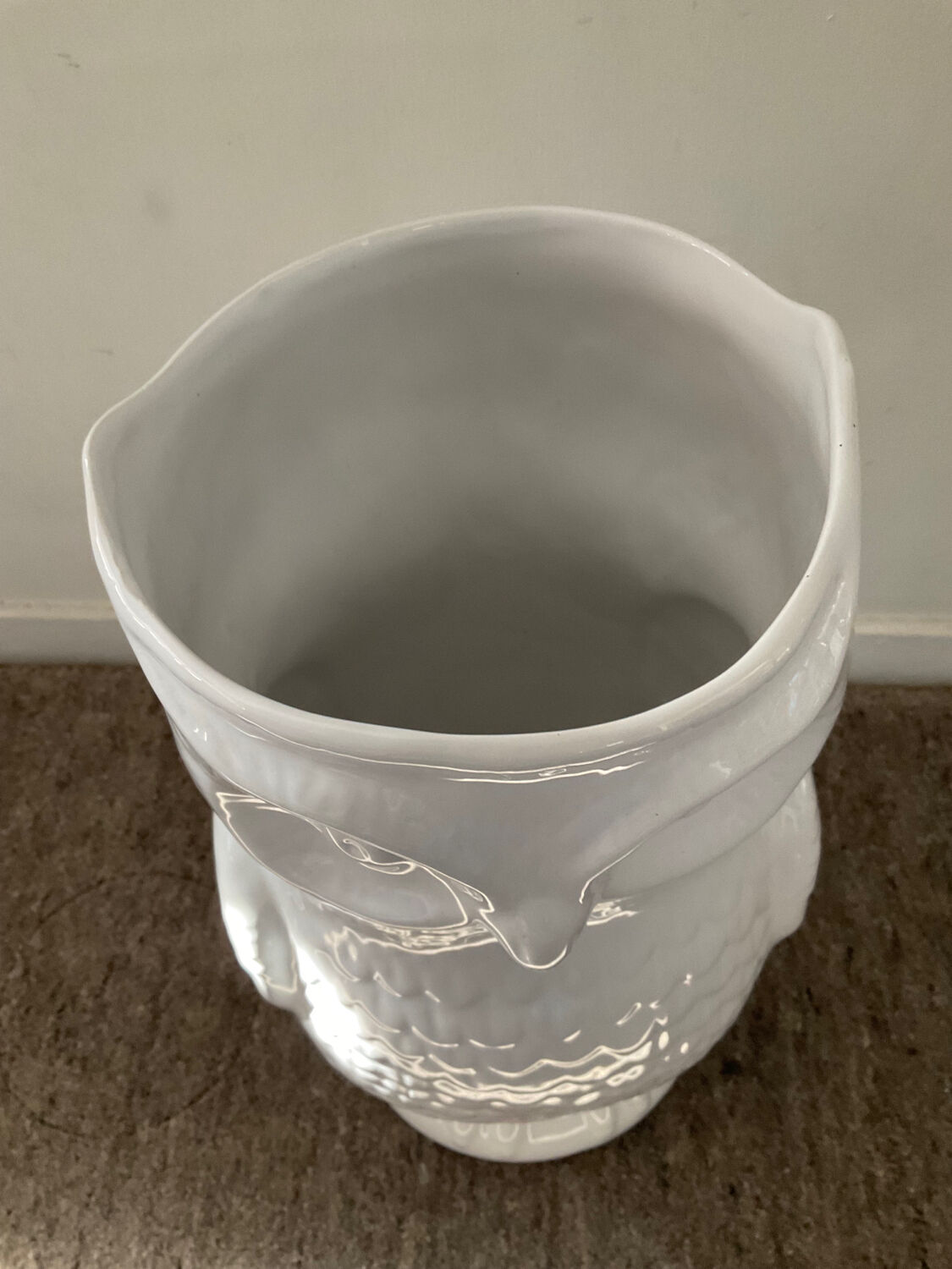 Vintage ceramic owl umbrella stand from the 70s